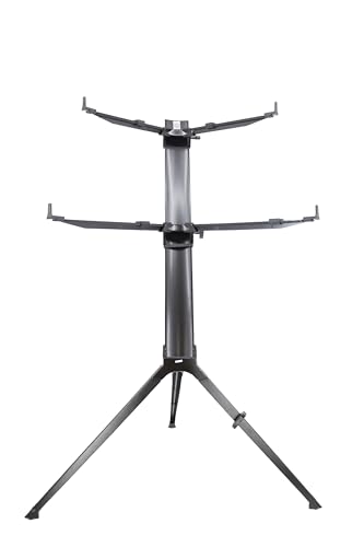 Stay Keyboard Stand Intruder Black, Keyboardständer für 2 Keyboards bis 76 Tasten, max. Höhe 1300 mm, Aluminium, schwarz, mit Transporttasche