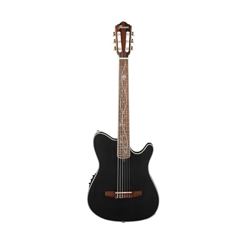 Ibanez Signature Tim Henson TOD10N, Konzertgitarre mit massivem Sitka Fichten-Top, Fishman Sonicore Tonabnehmer, Transparent Black Flat