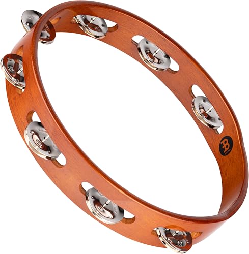 Meinl TA1AB Wood Tambourine, 1-reihig mit 8 Paar Stahlschellen, Holzrahmen, African brown