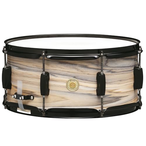 TAMA WP1465BK-NZW Snare Drum, 6.5" x 14", 8-lagiger Pappel-Kessel, Matt Schwarz Hardware, Natural Zebra Wood Wrap