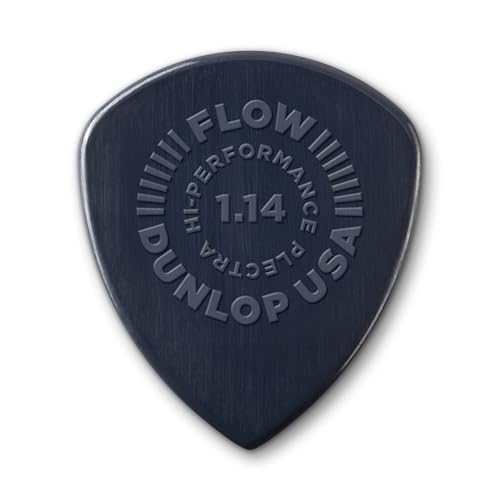 Dunlop Nylon Flow Set, 12 Plektren 1.14mm, Flow Pick Form, Blau, warmer Klang und sanfter Anschlag