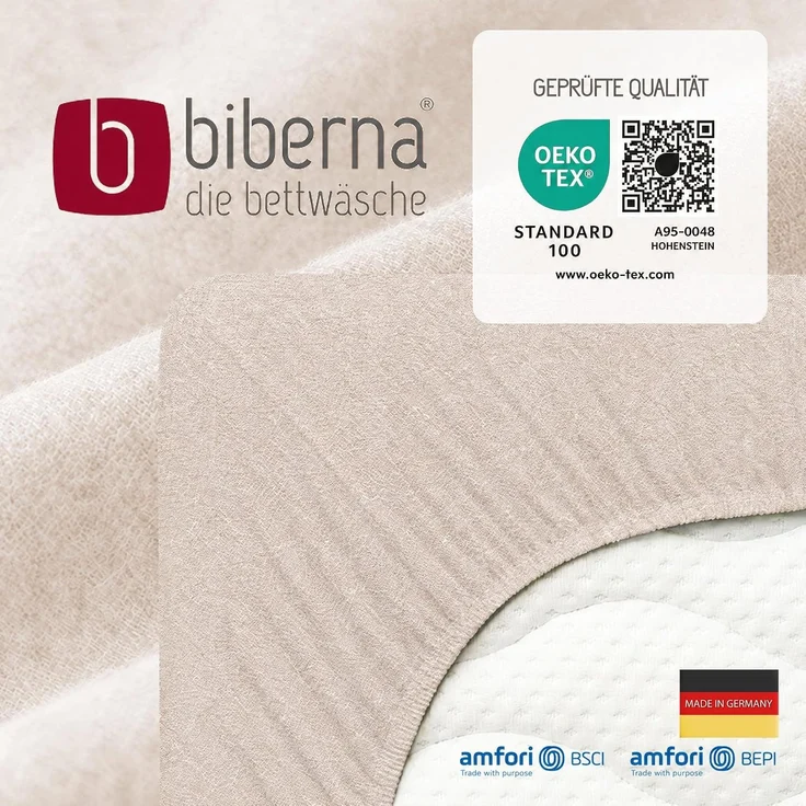 biberna Melange-Flanell Spannbetttuch 0841380 MELANGE UNI, kitt, 1x 90x190 cm - 100x200 cm – Bild 6