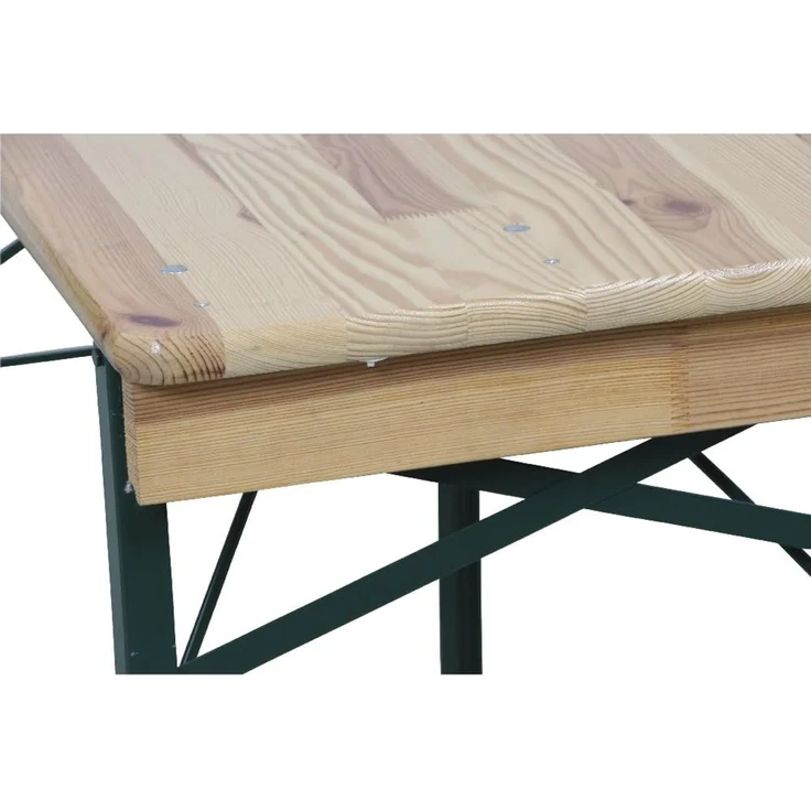 Fun Star Festzeltgarnitur, 3-teilig, klappbar, Holz natur / Stahl grün, 110 x 50 x 79 cm – Bild 14