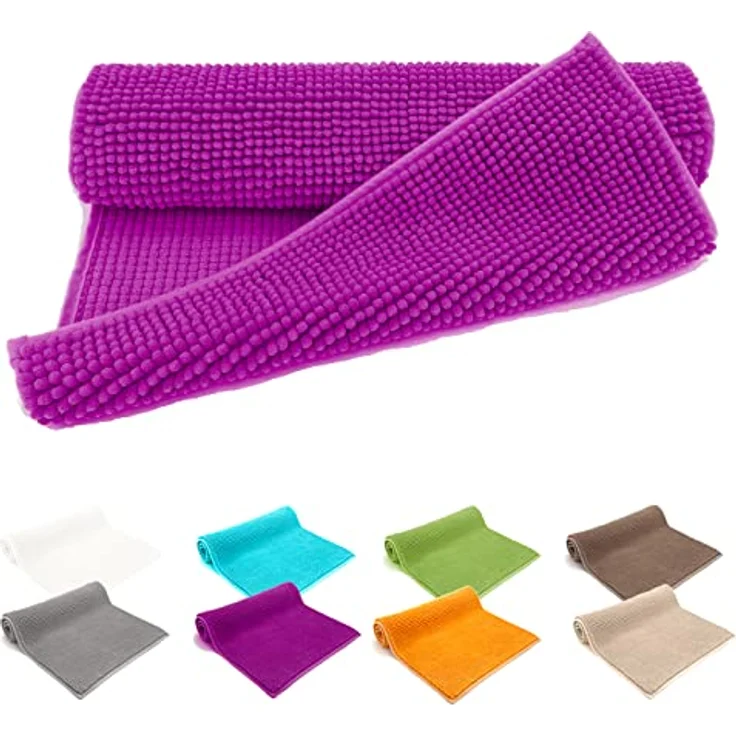 heimtexland Badematte Badvorleger Chenille Badteppich Duschvorleger, rutschhemmend beschichtet, Fußbodenheizung geeignet, fußbodenheizungsgeeignet, saugstark, schnell trocknend, strapazierfähig, rutschfest, Polyester, rechteckig, 45x50 cm, Hochflor, su... – Bild 1
