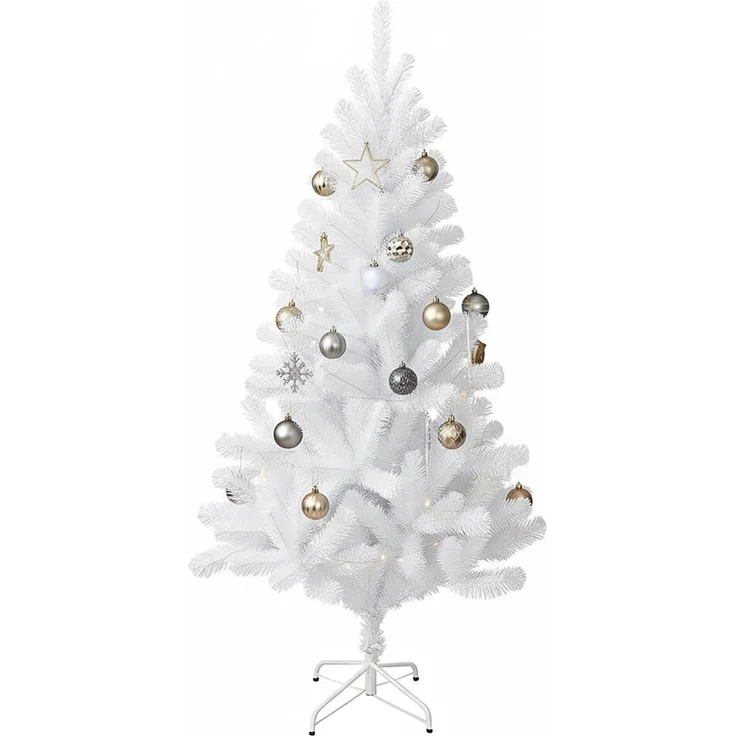 BURI Künstlicher Weihnachtsbaum 210 cm Weiß mit 630 Spitzen | dichter PVC-Tannenbaum mit stabilem Metallständer | klappbar, schwer entflammbar & wetterfest | ideal für Innen & Außen – Bild 2