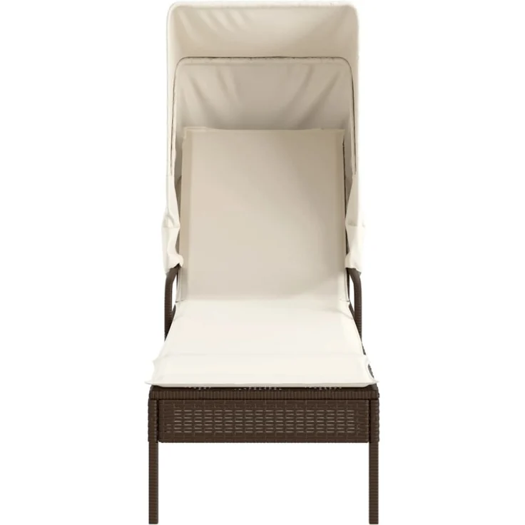 vidaXL Sonnenliege mit Dach Braun Poly Rattan 368189 – Bild 5