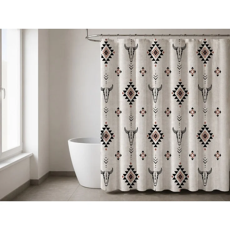 Wasserdichter Duschvorhang mit Westernmuster, schimmelresistent, Mehrfarbig, 150 x 180 cm – Bild 2