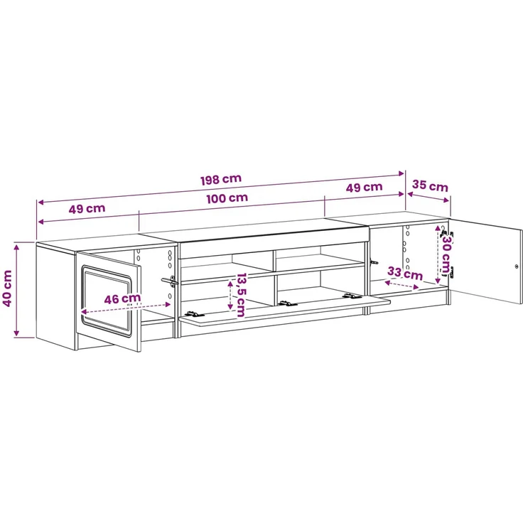 vidaXL LED-TV-Schrank UTRECHT 3 stk. Schwarz Holzwerkstoff 3416999 – Bild 9