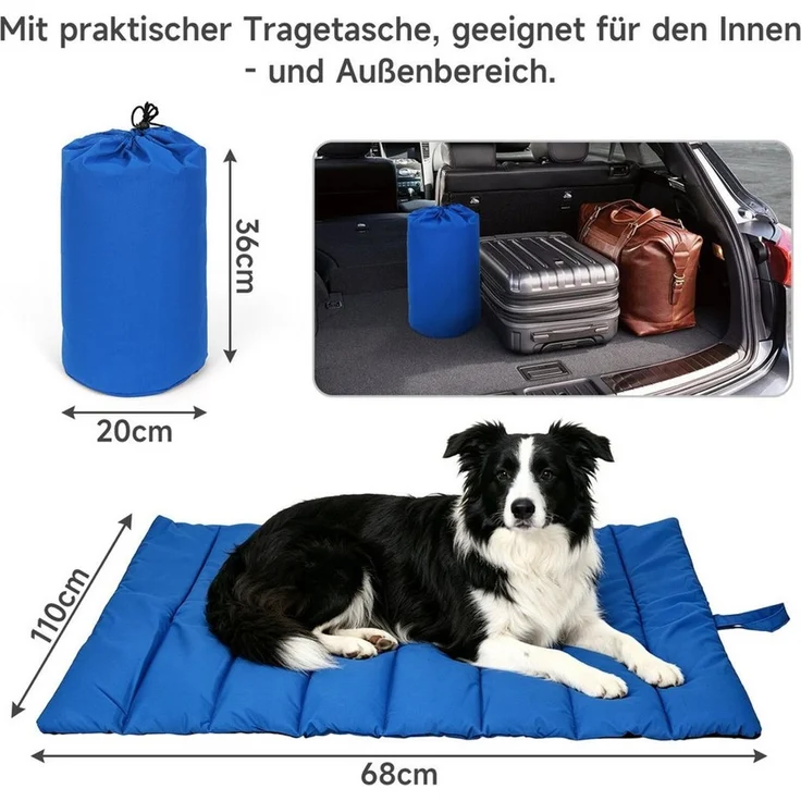 OSTWOLKE Hundematte Wasserdichte Hundematte für Outdoor, Faltbare Hundedecke für Unterwegs, Große Reisedecke für Haustier 110x68 cm – Bild 3