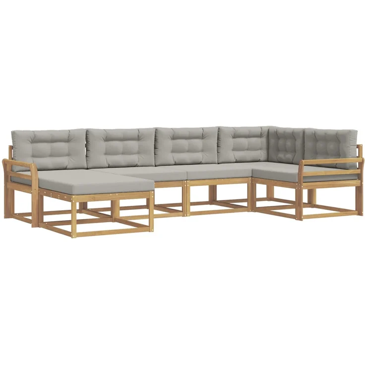 vidaXL Outdoor-Sofagarnitur 6 stk. 6-Sitzer Weiß und Hellgrau 3386690 – Bild 2