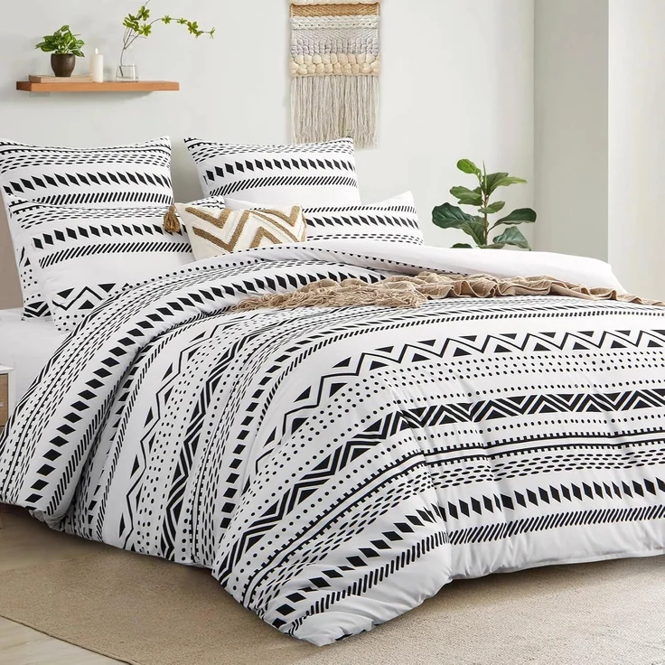 Bettwäsche 220x240 Grau Boho Muster Mikrofaser Bügelfrei – Bild 2