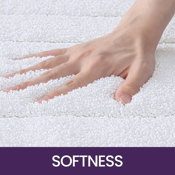 ABC Badematte 60 x 90 cm, rutschfest, weicher Badeteppich, saugfähige Badematte, maschinenwaschbar für Dusche, Badewanne und Toilette, Badezimmeraccessoires, weiß – Bild 3