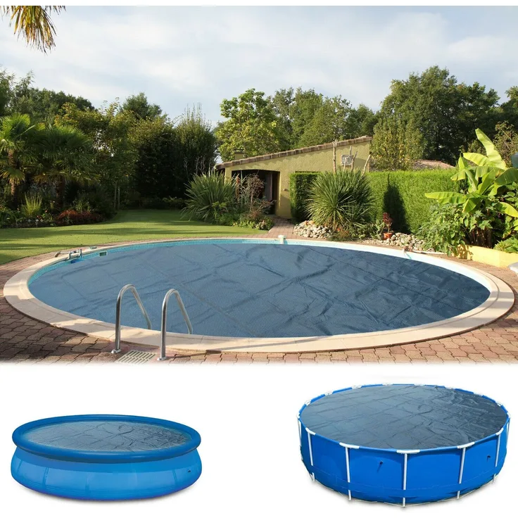 Poolpanda Pool Solarfolie Ø 457 cm Premium rund | schwarz/blau | 400 my | 12 mm Luftblasen