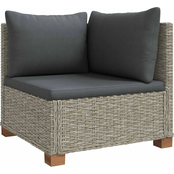 vidaXL 5 Stk. Rattan-Lounge-Set mit Kissen GENDT Naturrattan Kubu Grau 3429849 – Bild 5