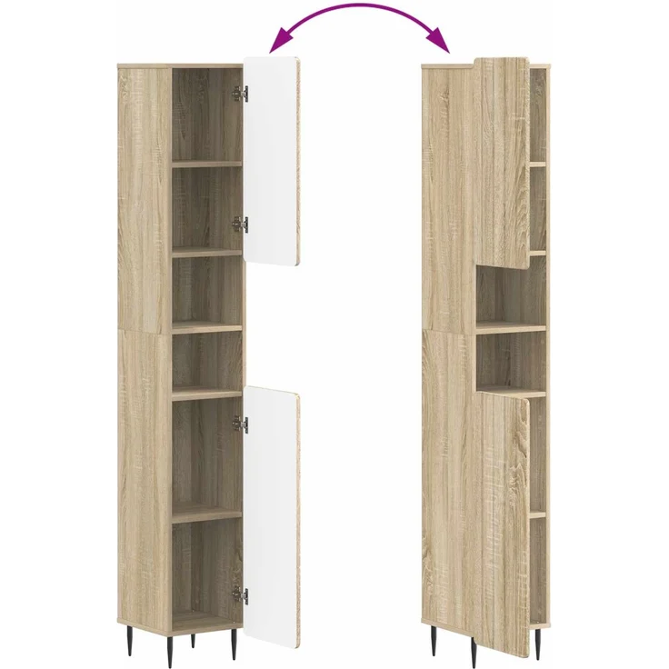 vidaXL 4-teiliges Badezimmer-Schrank-Set ZWOLLE Sonoma-Eiche 3417920 – Bild 9