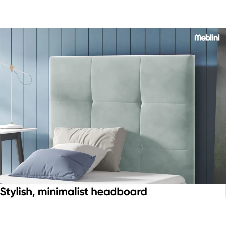 MEBLINI Kinderbett mit Bettkasten MINO 2 100x200 Links – H3/Blaugrau Samt Gepolstert Einzelbett mit Matratze - Polsterbett mit Stauraum - Bett mit Kopfteil – Stauraumbett – Bild 3