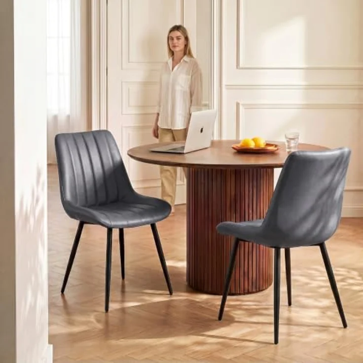 TUKAILAI Esszimmerstühle 4er Set Kunstleder Polsterstuhl mit Metallgestell | Polsterstühle mit Ergonomischer Rückenlehn,bis 150kg Belastbarkeit,Küchenstuhl für Esszimmer und Wohnzimmer Restaurant (Grau) – Bild 9
