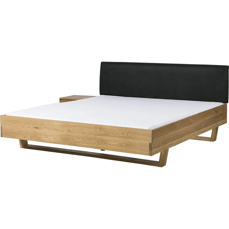 Bett mit Nachttisch links Fichte 160x200x85 natur gebeizt / geölt, Kopfteil anthrazit FICHTELBERG #54