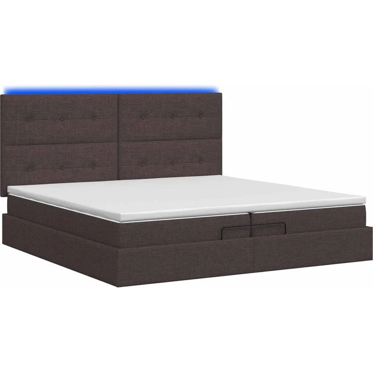 vidaXL Ottoman-Bett mit Matratze und LED Dunkelbraun 200 x 200 cm 3458100 – Bild 9
