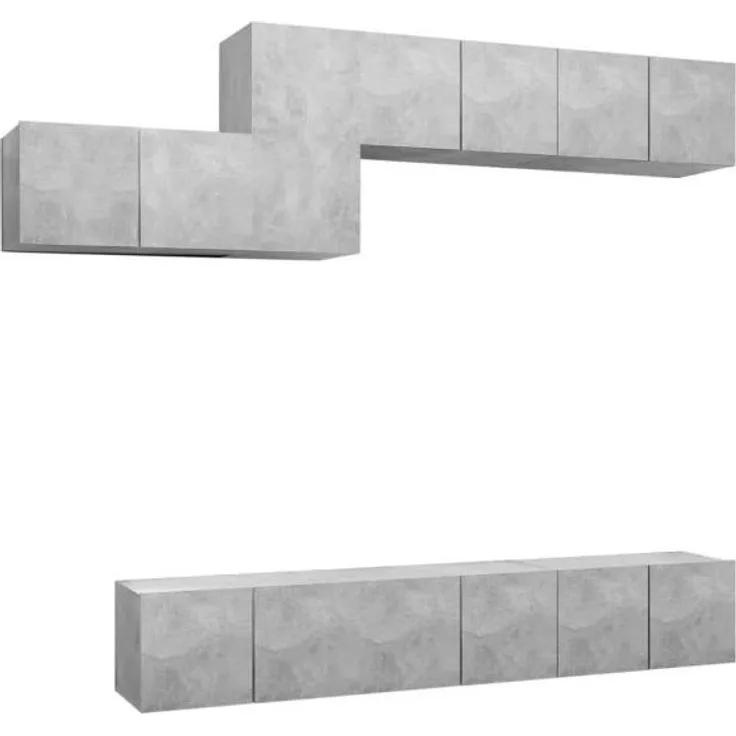 vidaXL 7-tlg. TV-Schrank-Set Betongrau Spanplatte [3079149]