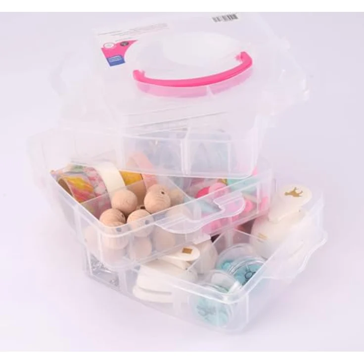 Vaessen Creative Stapelbare Aufbewahrungsbox, 18 Fächer, zur Aufbewahrung von kleinen Bastelmaterialien, Schmuck und mehr – Bild 4