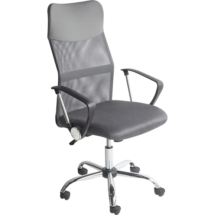 Beliani 'Design' Bürostuhl höhenverstellbar, Kunstleder grau, 63x114-122x63 cm