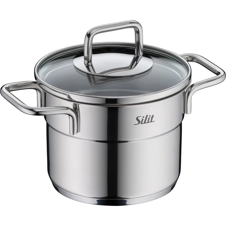 Silit Topf-Set Extra Cook Mini, Kochgeschirr-Set Induktion mit Glasdeckeln, stapelbar, Edelstahl 18/0 (Set, 8-tlg, 2 x Kochtopf 12/14cm, 2 x Bratentopf 12/14cm, 2 x Glasdeckel 12/14cm), SiliTherm Universalboden, breiter Schüttrand, spülmaschinengeeignet – Bild 4