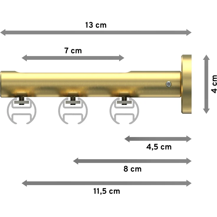 Innenlauf-Gardinenstangen-Set Siteno Sitra 520 cm (geteilt in 4 x 130 cm), 3-läufig, 20 mm Ø Messing-Optik – Bild 2
