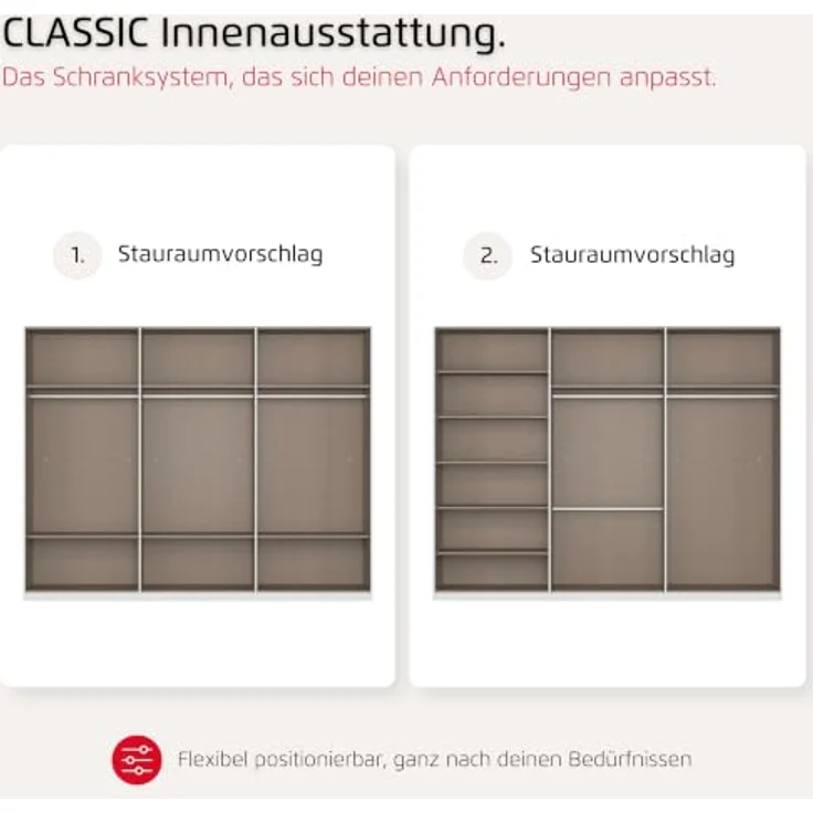 Rauch Möbel MYLORA, Kleiderschrank, Farbe Beige, Breite 271 cm | Schrank mit patentiertem Schnellmontagesystem, 6-türig, Zubehör Classic, für Schlafzimmer, Kinderzimmer, Garderobe, Flur – Bild 7