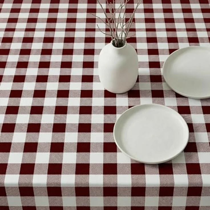 BELUM Tischdecke, harzbeschichtet, fleckenabweisend, granatrot, kariert, Vichy-Größe, 100x140 cm, fleckenabweisende Tischdecke, Vichy-Granatrot, Tischdecke aus 100% Bio-Baumwolle – Bild 3