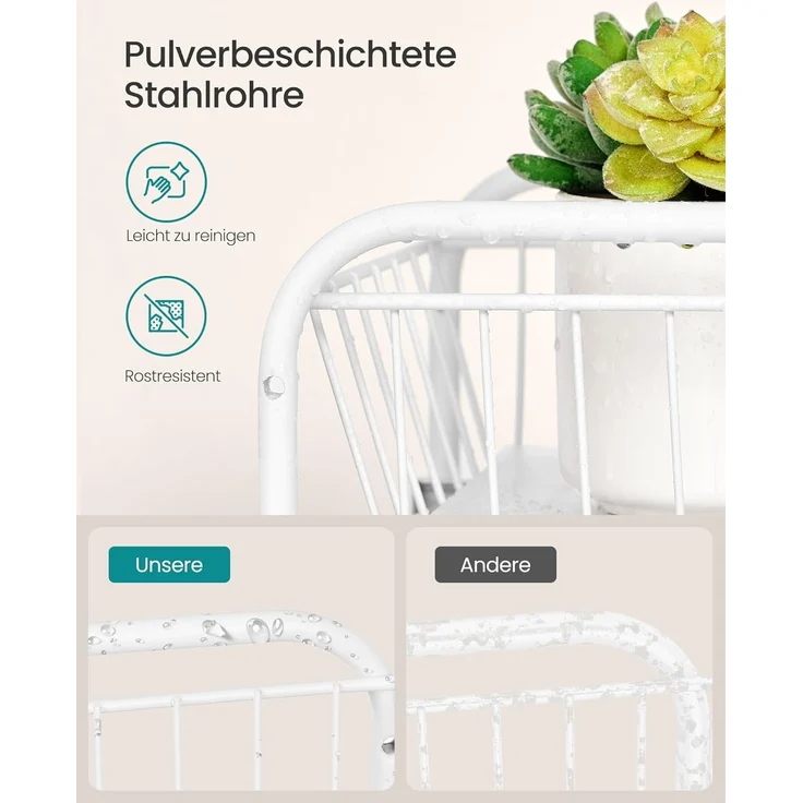 Küchen-Organizer, Küchenregal, Ordnungssystem, 2 Ebenen, stapelbar, erweiterbar, mit Metallkörben, für Küche, Badezimmer, weiß – Bild 8