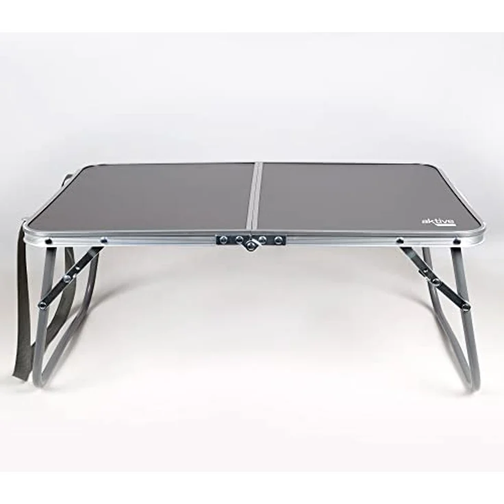 AKTIVE Klappbarer niedriger Tisch, 60 x 40 x 25 cm, Anthrazit, Mit Sicherheitsschloss, Aluminiumstruktur, Tischplatte aus MDF-Holz, Tragkraft 20 kg, Griff und Tragegurt, Camping- und Strandzubehör (63015) – Bild 4