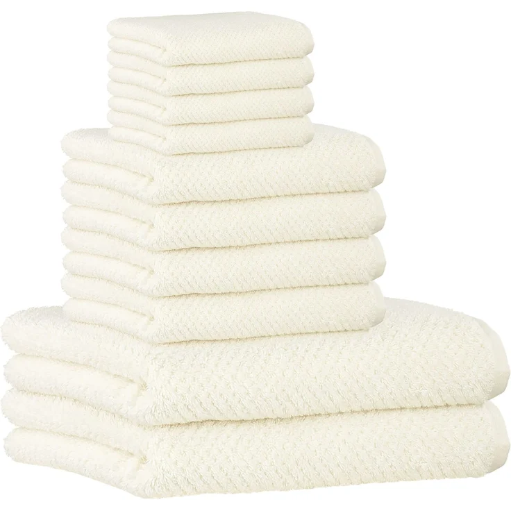 CAWÖ Handtuch Set, 10-tlg. - Pure, 2x Duschtuch, 4x Handtuch, 4x Gästetuch Natur Set – Bild 1