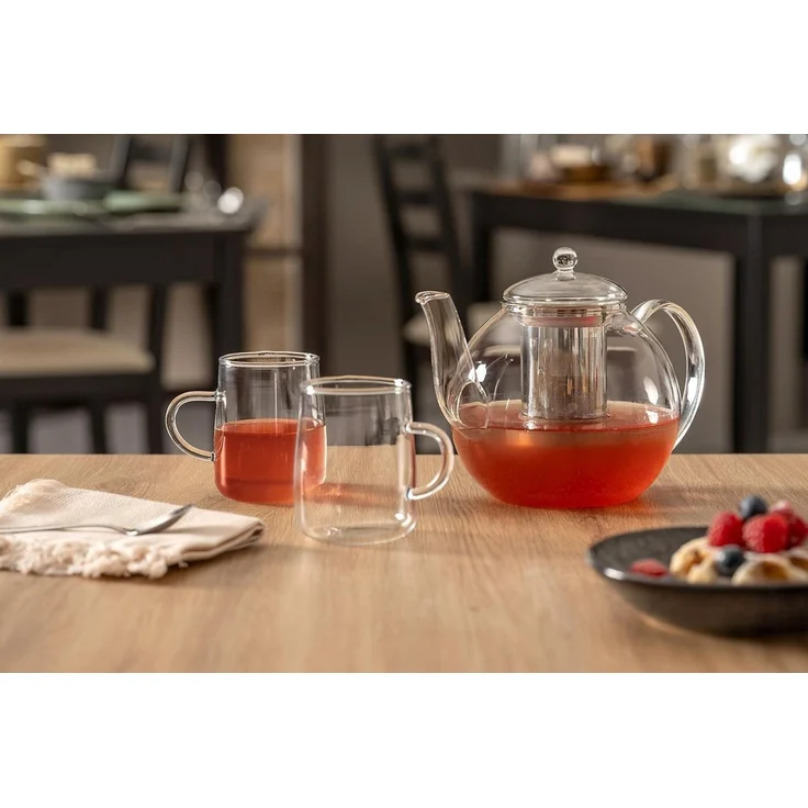 LEONARDO Teekanne LIMITED EDITION, Transparent, Borosilikatglas, 1,2 l, (Set, 3-St), Handgefertigt, mit Teesieb, Spülmaschinengeeignet