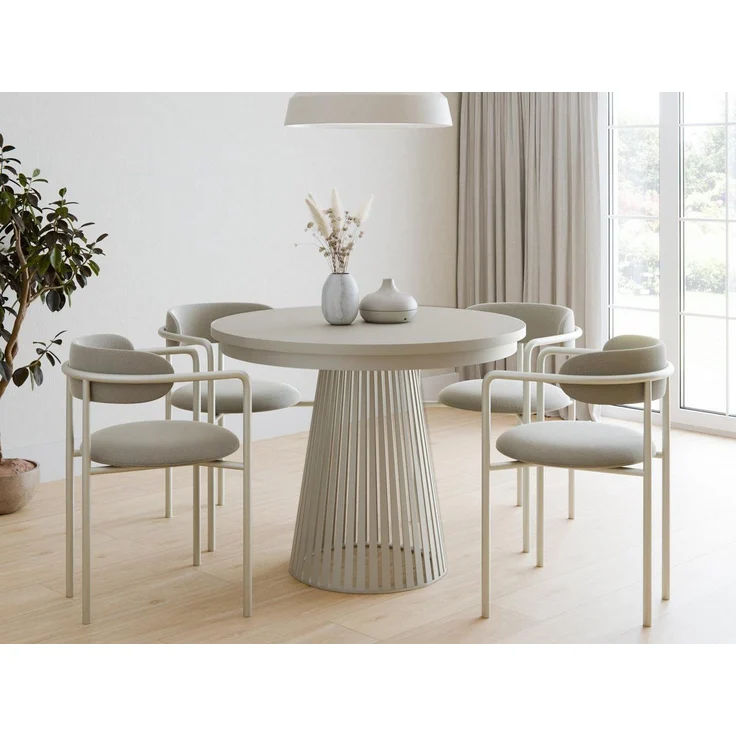 Compleo Esstisch rund Ausziehbar Ø: 120 cm oder Ø: 100 cm, Modern Esstisch mit Lamellen, DAST – Bild 5