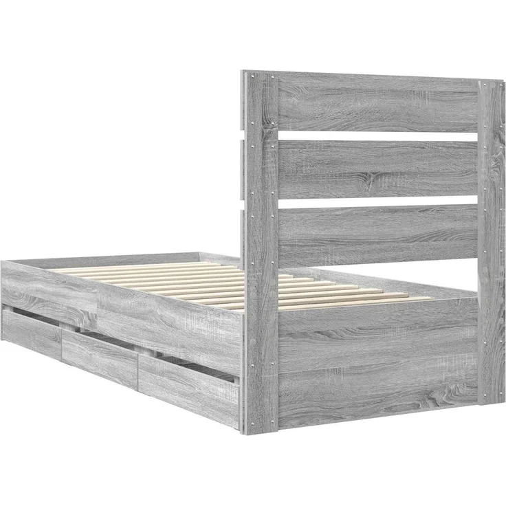 vidaXL Bettrahmen mit Kopfteil Sonoma-Grau 90 x 190 cm Ingenieurs Holz 3411867 – Bild 10