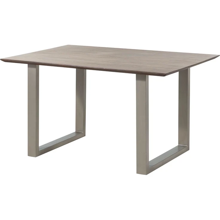 Esstisch Akazie 140x90 grau lackiert / U-Beine silber matt SWISS EDGE – Bild 1