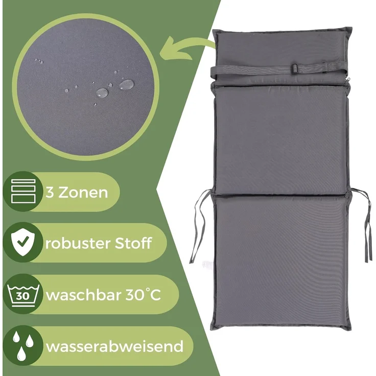 Albatros International Stuhlkissen Albatros Sitzauflage Gartenstuhlauflagen Sitzpolster, Sitzpolster Sitzkissen Outdoor Anthrazit Hochlehner Auflage UV – Bild 3