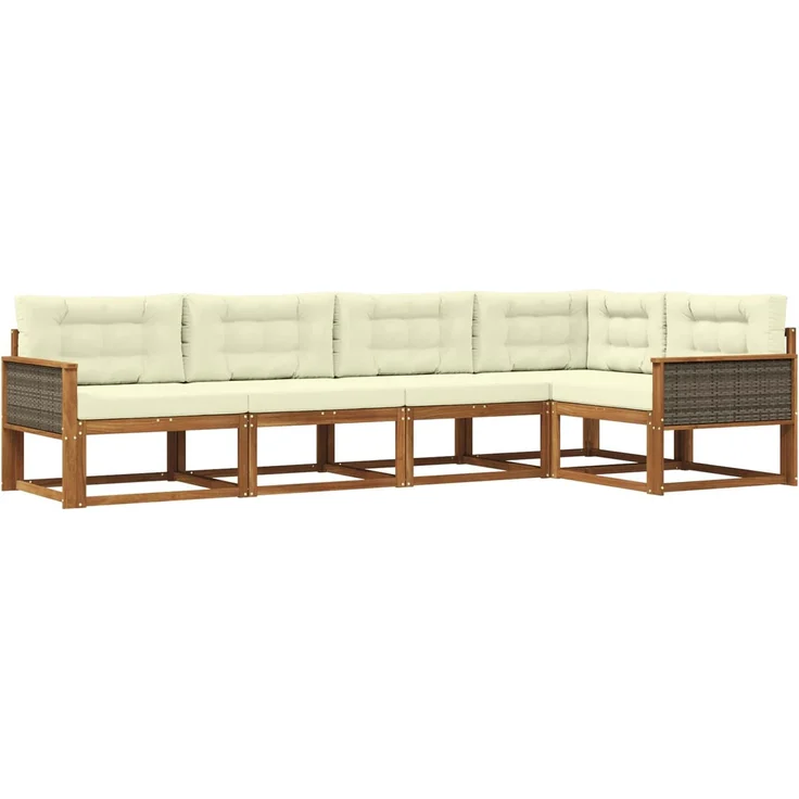 vidaXL Outdoor-Sofagarnitur 5 stk. 5-Sitzer Natur und Creme 3382558 – Bild 2