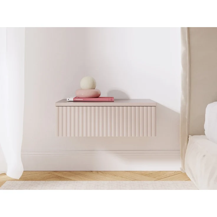 Beautysofa Nachttisch SOFT Hängend, Rillenfronten mit Push-to-Open (In der trendigen Farbe Kaschmir), Breite: 50 cm – Bild 5