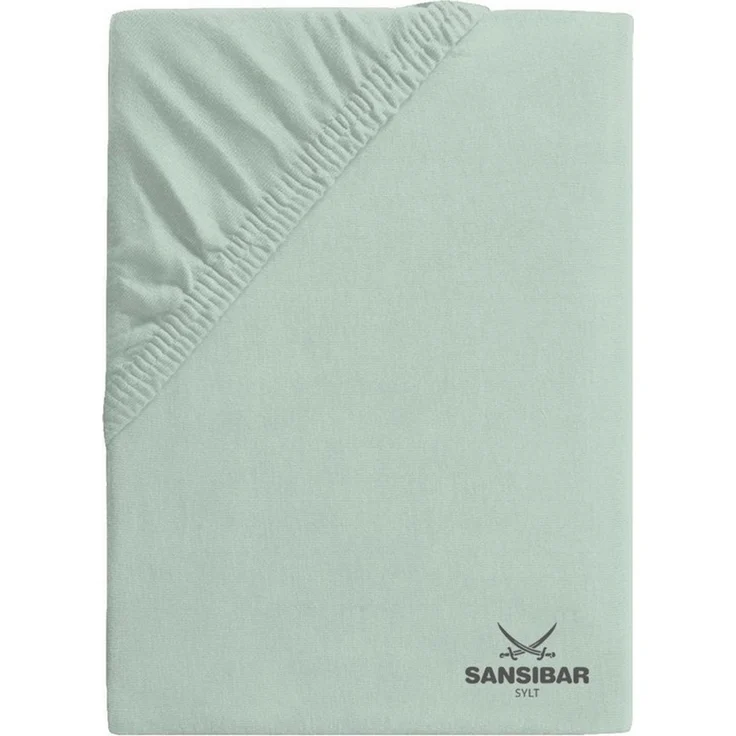 Sansibar Sylt Spannbettlaken Spannbettlaken "Sansibar Jersey Bettlaken“ Premium Qualität, Gummizug: rundum, mit hochwertigem Sansibar Logo-Druck, Fähnchen am Steg, Rundumgummizug – Bild 3