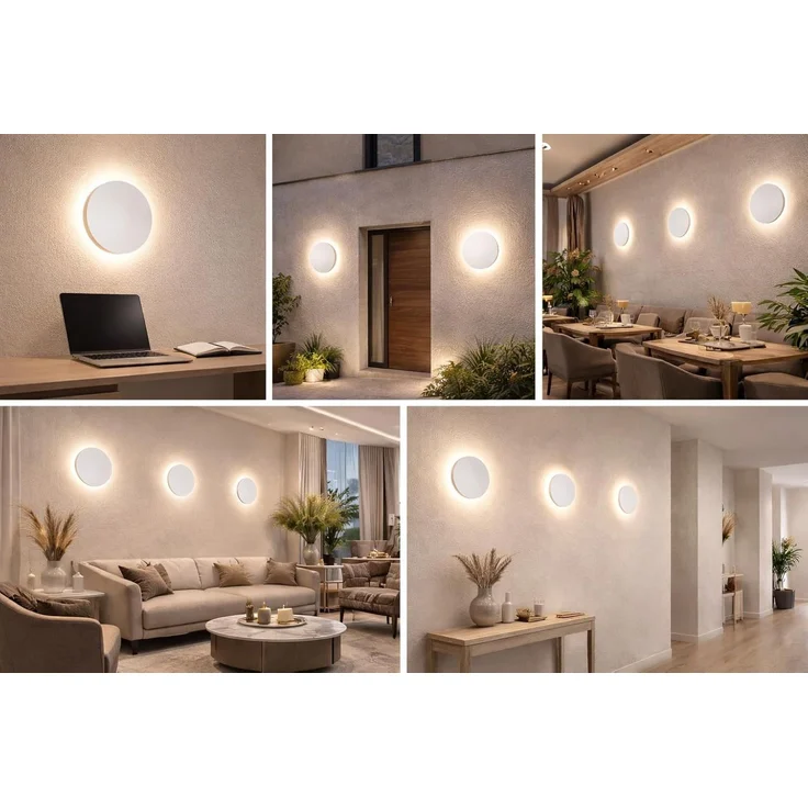 LED 12W Wandleuchte Designer Wandlicht Rund Weiß indirekte Beleuchtung IP65 3000-6500K – Bild 6