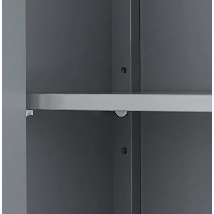 Teamson Home Badezimmermöbel aus Holz an der Wand verspiegelter Medizinschrank mit verstellbarem Regal Grau EHF-F0021 – Bild 6