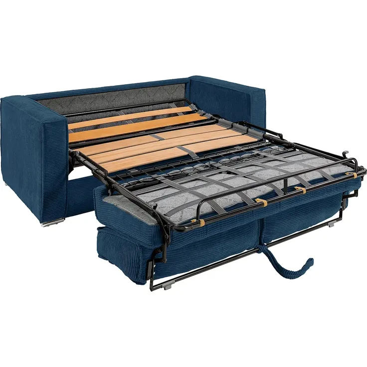 Vente-unique - LORETO Sofa SamtStoff Blau - B 223 cm95 cm x H 90 cm x L 215 cm – Bild 5