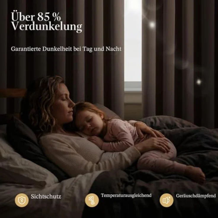 CUCRAF Vorhänge Blickdicht mit Kräuselband 2 Stück H160 x B132 cm Thermovorhang Schallschutz Verdunklungsvorhänge Kälteschutz für Wohnzimmer Kinderzimmer Schlafzimmer Vorhang – Bild 5