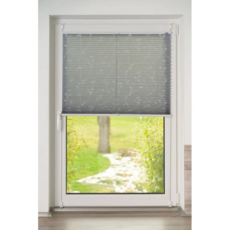 K-Home Klemmfix-Plissee, Elba Bedruckt Grau, 45x130 cm (B x L) Modern – Bild 3
