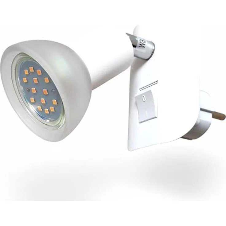 TRANGO LED Steckdosenleuchte, 11-046 LED Steckerlicht in weiß mit Lampenschirm aus Glas, Stecker-Nachtlicht inkl. 1x GU10 LED Leuchtmittel 3000K warmweiß & Ein/Aus, & Ein/Aus- Schalter Leselampe, Küchenlampe – Bild 8