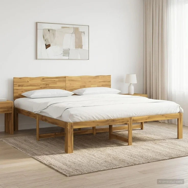 vidaXL Doppelbettgestell mit Kopfteil ROSTOCK Weiß 180 x 200 cm 3405457 – Bild 1