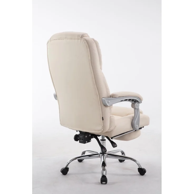 DELUKE® Bürostuhl MIAMI - 118x68x64, Creme Kunstleder Metall in Chromoptik Gestell ergonomische Bürostühle Homeoffice Stuhl mit Rollen – Bild 4