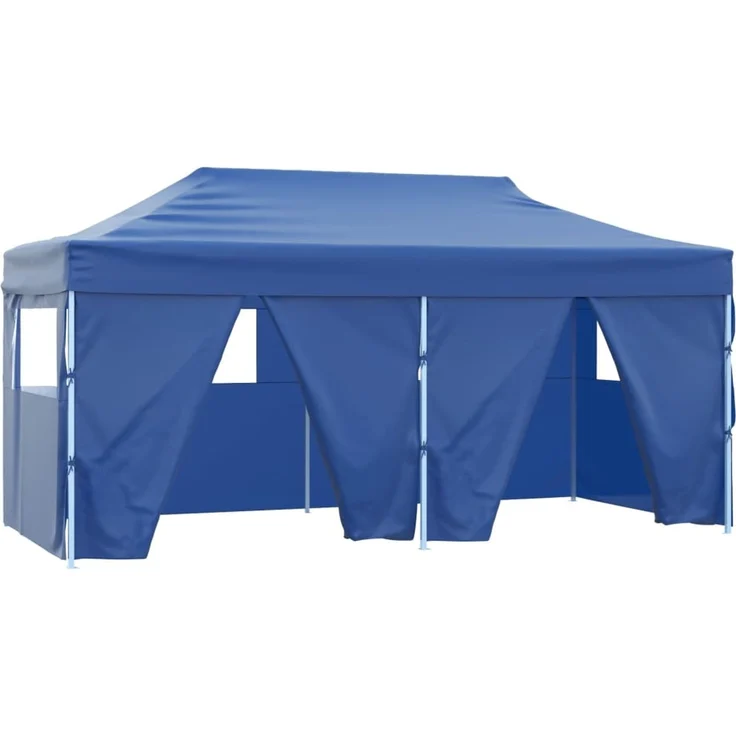 Profi-Partyzelt Faltbar, Gartenzelt mit 4 Seitenwänden 3x6 m Stahl Blau – Bild 2